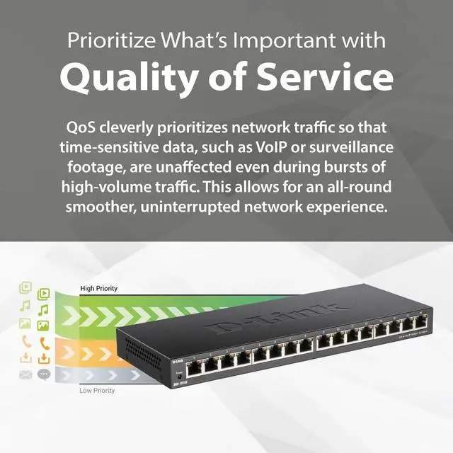 Alt view image 5 of 13 - D-Link 16-Port Gigabit Unmanaged/Plug and Play Switch | Fanless| Slim Metal Compact | Desktop - (DGS-1016S)