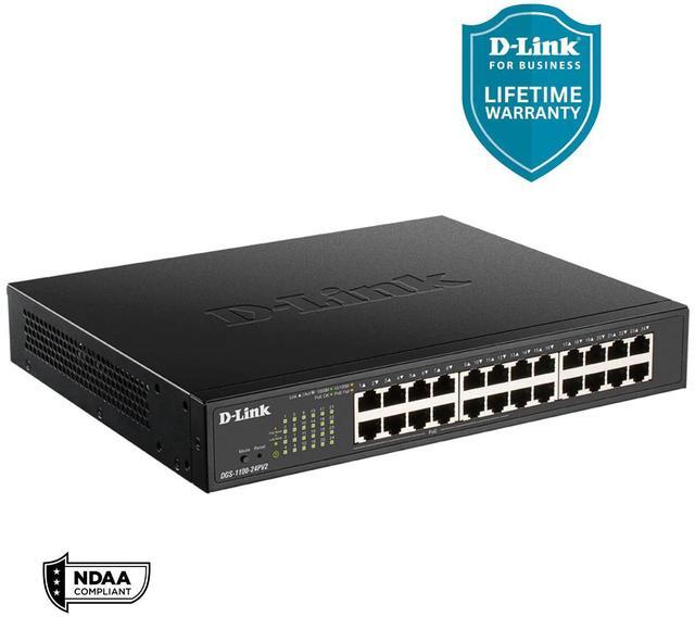 Alt view image 2 of 5 - D-Link 24-Port Gigabit Smart Managed PoE+ Switch | 12 PoE+ Ports (100W) | NDAA Compliant | Lifetime Warranty - (DGS-1100-24PV2)