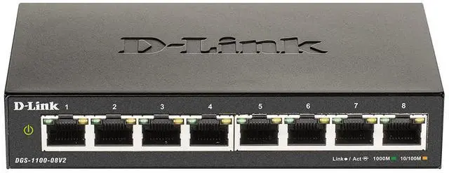 Alt view image 6 of 6 - D-Link 8-Port Gigabit Smart Managed Switch | Web Managed | Cable Diagnostics | Fanless | Compact Metal Desktop | NDAA Compliant - (DGS-1100-08V2)