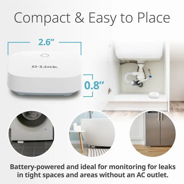 Alt view image 3 of 7 - D-Link Single SW-A2 Water Sensor Pod - Smart Home Water Leak Detection with Flexible Placement and Long-Range Wireless Connectivity