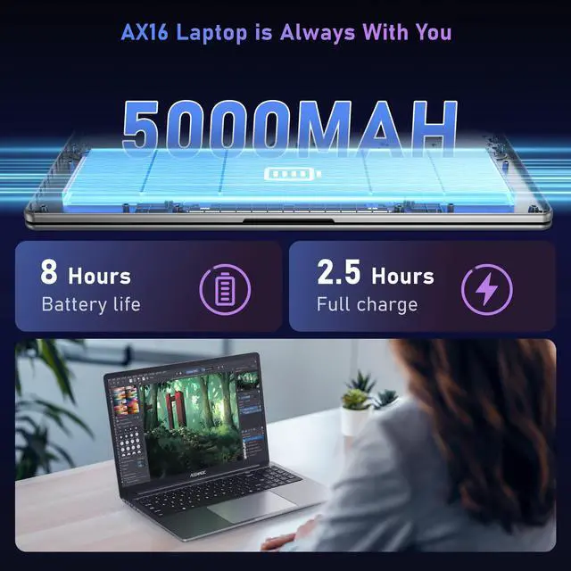 Alt view image 3 of 7 - ACEMAGIC Laptop Computer 16 inch FHD Display, 16GB RAM 512GB ROM with Quad-Core Intel N95(4C/4T, Up to 3.4GHz) Windows 11 Laptop Support WiFi, BT5.0, 1MP Webcam, 3*USB3.2, Type_C