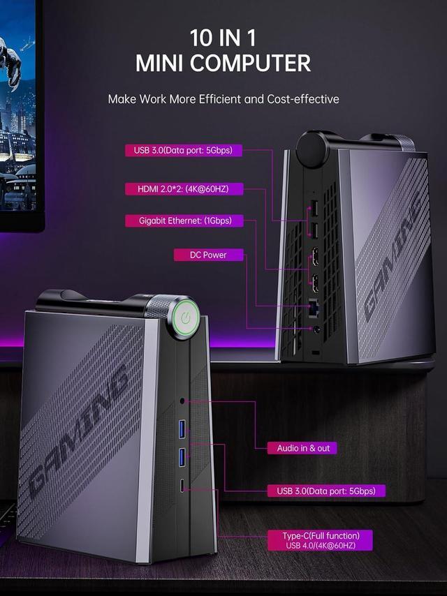 Alt view image 7 of 7 - ACEMAGIC Mini Gaming PC 32GB DDR5 1TB NVMe SSD, Mini Computers with Ryzen 9 6900HX+ AMD Radeon 680M, Support 4K Triple Screen,RGB Lights,WiFi6,BT5.2,Type C,up to 4.9Ghz, AM08PRO