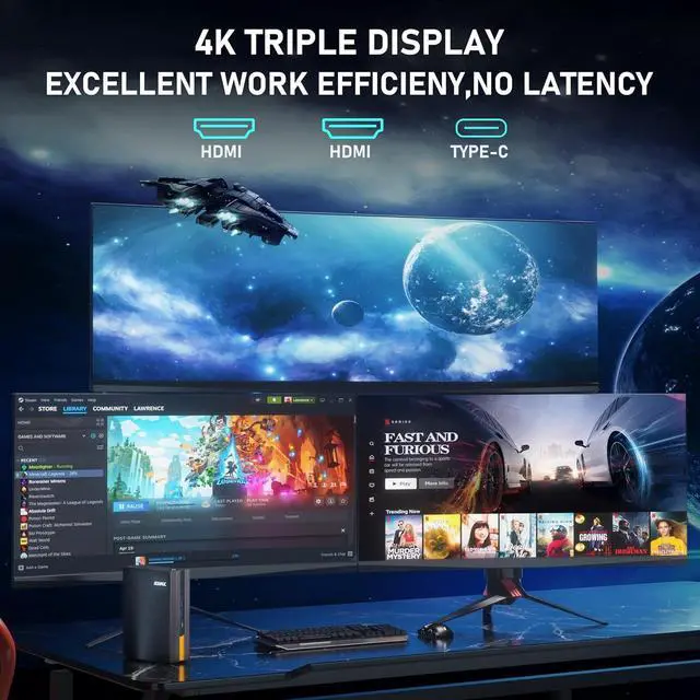 Alt view image 6 of 7 - ACEMAGIC Mini PC Intel Core i5 11500B 16GB DDR4 512GB NVME SSD Mini GAME Computers, 65W TDP Small Desktop Tower Gaming PC Support WiFi6/BT5.2/Type C/HDMI/Fan/4K/Office/Gaming,AD15