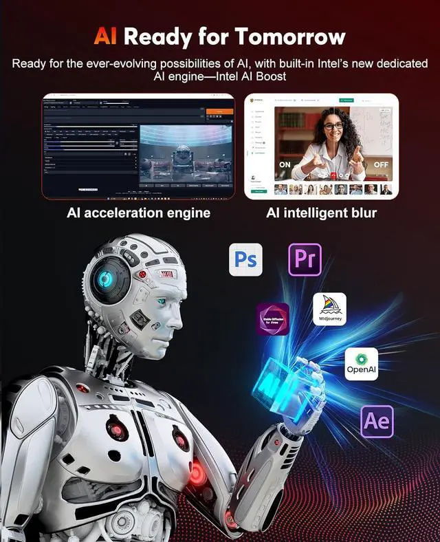 Alt view image 2 of 6 - ACEMAGIC AI Mini PC Intel Core Ultra 5 125H (14C/18T, up to 4.5GHz), 32GB DDR5 RAM 1TB SSD, TDP 65W, Mini Gaming PC Intel AI Boost, Supports ray tracing, Intel XeSS Technology, WiFi 7/BT5.4/Type-C