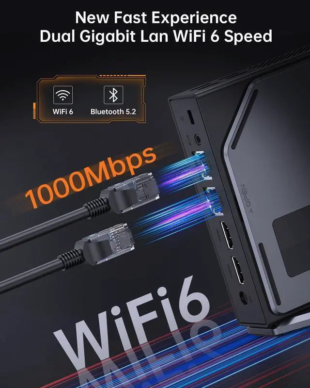 Alt view image 4 of 7 - ACEMAGIC Mini PC, Intel N97 (up to 3.6GHz, 25W TDP)16GB DDR4 512GB M.2 SSD Mini Computer, DIY LCD Screen Mini Desktop computer with RGB Light, WiFi 6/4K Dual Display, Perfect for Light Gaming/Office