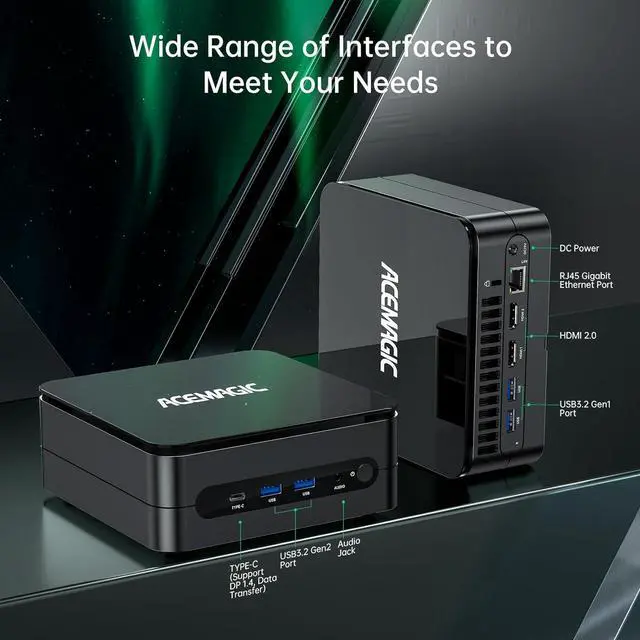 Alt view image 5 of 7 - ACEMAGIC Mini PC i9-12900H(14C/20T, up to 5.0GHz), 32GB DDR4 1TB PCIe4.0 SSD, WiFi 6, BT5.2, Mini Computers with Xe Graphics 96EUs / 4K UHD / USB3.2 / HDMI/Type-C/Windows 11