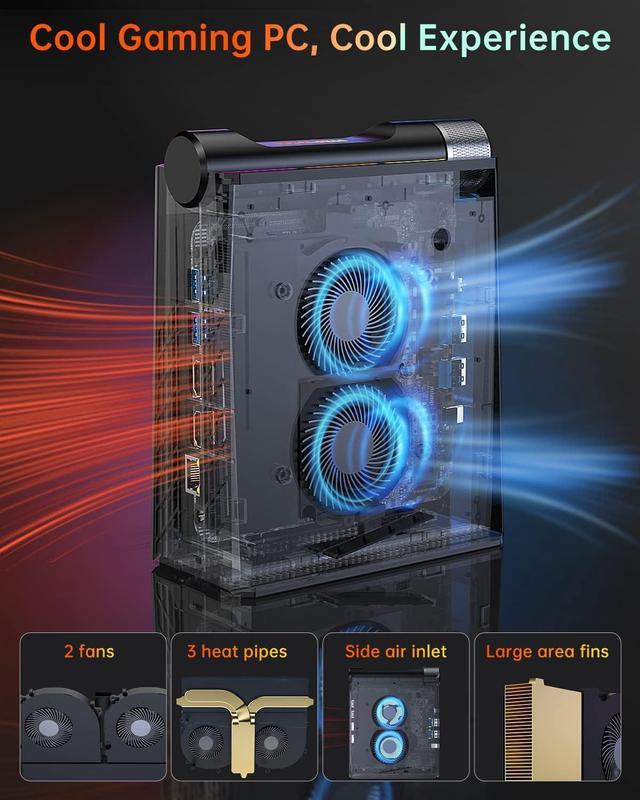 Alt view image 4 of 5 - KAMRUI Mini Gaming PC Intel Core i7-12650H,32GB DDR4 Dual Channel 512GB M.2 NVME SSD, 4K Triple Display, Type C, WiFi 6, BT 5.2