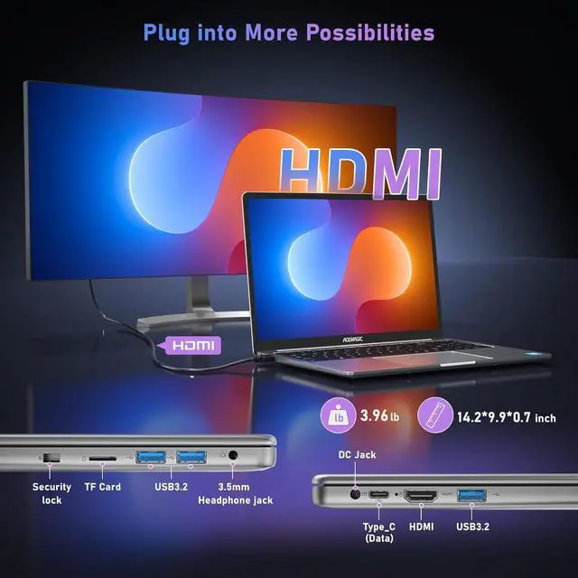 Alt view image 8 of 7 - ACEMAGIC 16inch Traditional Laptop Computer,with High Performance Quad Core-12th Alder Lake N97 Laptop,Spacious Storage with 16GB RAM 512GB SSD