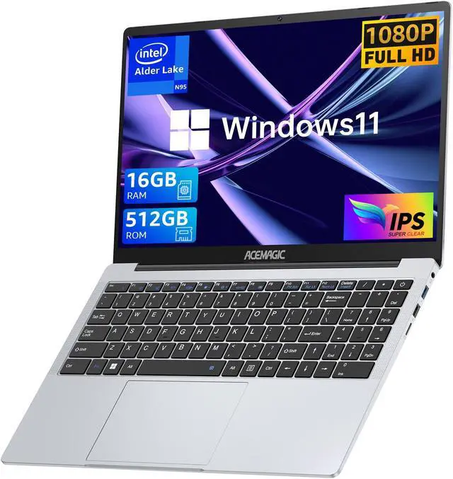 Main image of ACEMAGIC Laptop Computer 15.6 FHD 12th Alder Lake N97(Up to 3.6GHz) 16GB DDR4 512GB SSD, Intel Quad-Core Laptop with Metal Body Support 2.4G/5G WiFi, BT5.0, 2×Speaker, Mic, USB3.2, Type_C