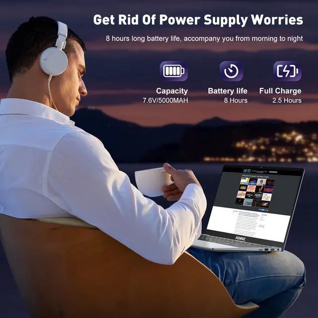 Alt view image 7 of 7 - ACEMAGIC Laptop Computer 15.6 FHD 12th Alder Lake N97(Up to 3.6GHz) 16GB DDR4 512GB SSD, Intel Quad-Core Laptop with Metal Body Support 2.4G/5G WiFi, BT5.0, 2×Speaker, Mic, USB3.2, Type_C