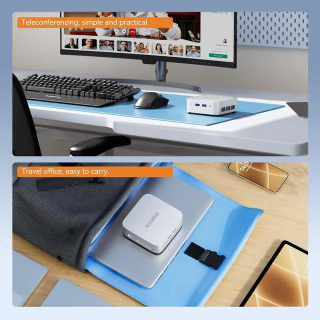 Alt view image 7 of 7 - ACEMAGIC Mini PC v1 with 12th Alder Lake-N97 (4C/4T, Up to 3.6GHz), 16GB RAM LPDDR5 512GB PCIe M.2 SSD Mini Desktop Computer Windows 11-4K Triple Display, WiFi 5, Dual LAN for Home/Office