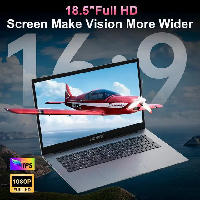 Alt view image 4 of 7 - ACEMAGIC Laptop Computer, 16GB DDR4 512GB SSD, 18.5 Inch Laptop with Intel Quad-Core N150(Up to 3.6GHz), Metal Shell, BT5.0, 5G WiFi, USB3.2, Type_C, Webcam, Long Battery Life, 180° Open Angle