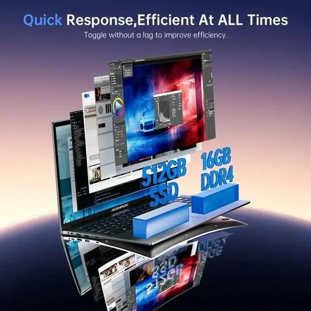 Alt view image 2 of 4 - ACEMAGIC Laptop 17.3 FHD Intel Alder Lake N97 up to 3.6GHz 16GB DDR4 512GB SSD with Windows 11 Pro