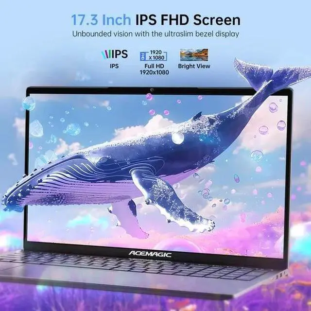 Alt view image 3 of 4 - ACEMAGIC Laptop 17.3 FHD Intel Alder Lake N97 up to 3.6GHz 16GB DDR4 512GB SSD with Windows 11 Pro