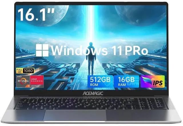 Main image of ACEMAGIC Laptop 16.1 FHD Gaming Laptop, AMD Ryzen 7 7735HS, 16GB RAM, 512GB SSD, Windows 11 Pro, WiFi 6, Backlit KB, Gray
