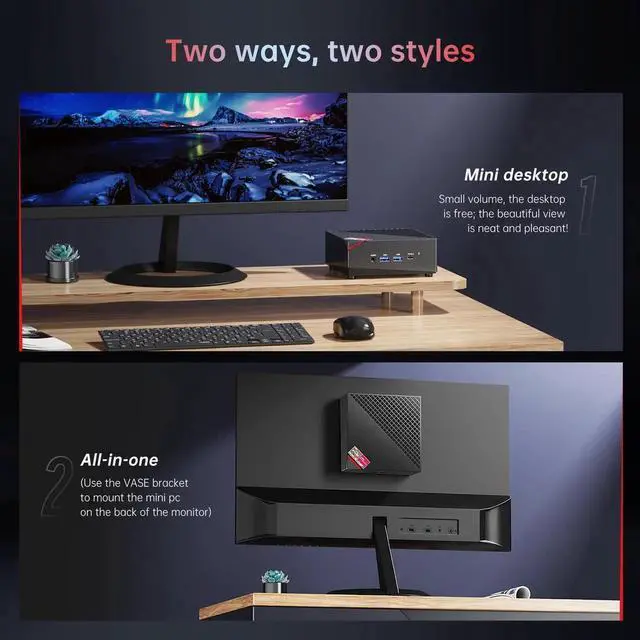Alt view image 6 of 6 - ACEMAGIC Mini Gaming PC, AMD Ryzen 7 5825U (8C/16T, up to 4.3Ghz) 16GB DDR4 512GB SSD Mini PC Dual Channel, Mini Computers 4K@60Hz Triple Display Mini Desktop Computers Portable WiFi 6/Bluetooth 5.2