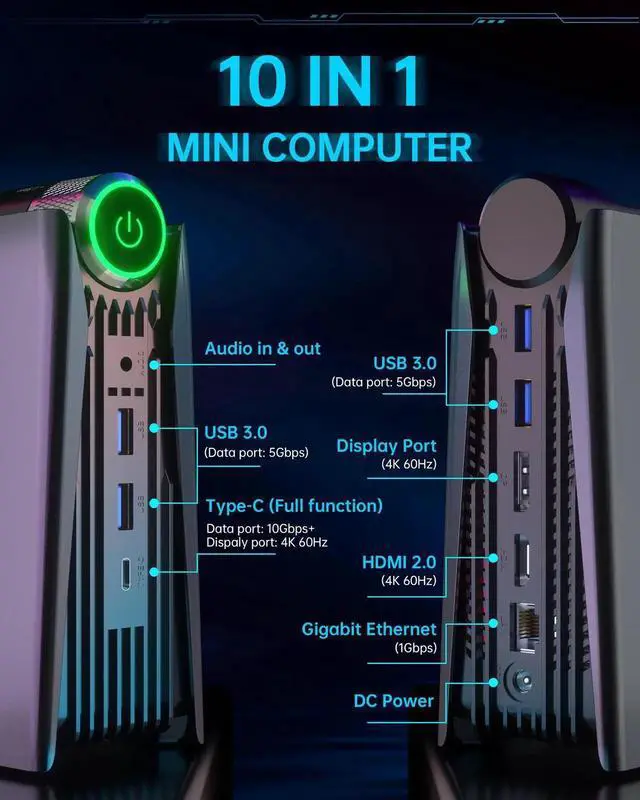 Alt view image 4 of 6 - ACEMAGIC S3A Mini PC AMD Ryzen 7 8745HS (8C/16T, Up to 4.9GHz), 32GB DDR5 5600MHz, 1TB PCIe4.0 SSD, Radeon 780M, WiFi 6, USB4 (40Gbps), 2.5G LAN, Triple 8K Display, RGB Lighting, Windows 11 Pro