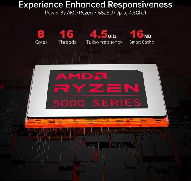 Alt view image 2 of 7 - ACEMAGIC Gaming Laptop 15.6-in AMD Ryzen 7 5825U(8C/16T), Radeon RX Vega 8 Graphics,15.6 FHD Display,16GB RAM 512GB NVMe SSD Laptop Computer with Backlit KB,Type_C (Full Function),WiFi 6, 53Wh Battery