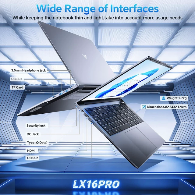 Alt view image 3 of 6 - Laptop16 FHD Laptop, RMD Ryzen 3 4300U, 16GB RAM, 512GB SSD, Windows 11 Pro,Grey