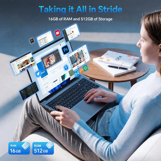 Alt view image 6 of 6 - Laptop16 FHD Laptop, RMD Ryzen 3 4300U, 16GB RAM, 512GB SSD, Windows 11 Pro,Grey