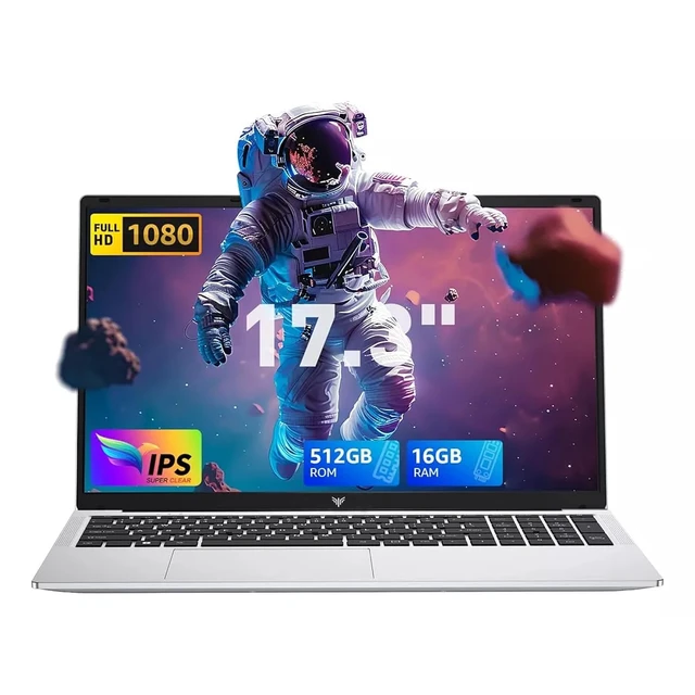 Main image of Laptop 17.3'' FHD Laptop, Intel Alder Lake N97, 16GB RAM, 512GB SSD, Windows 11 PRO,Grey