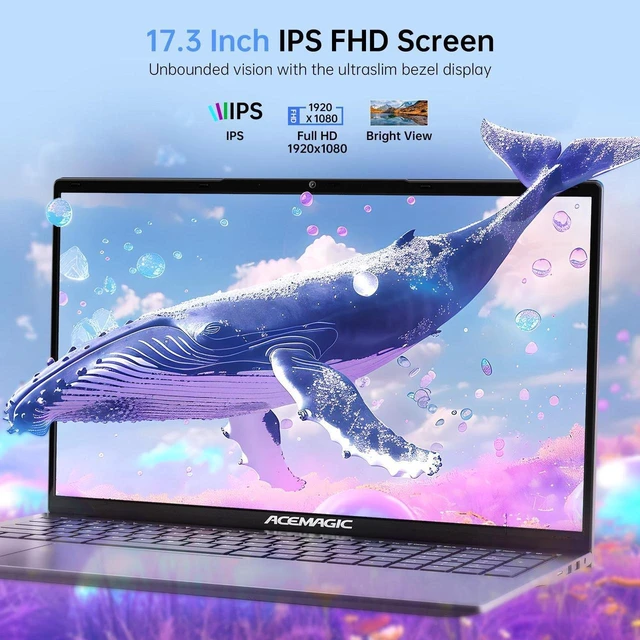 Alt view image 7 of 7 - Laptop 17.3'' FHD Laptop, Intel Alder Lake N97, 16GB RAM, 512GB SSD, Windows 11 PRO,Grey