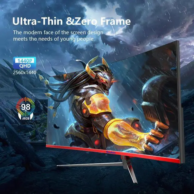 Alt view image 3 of 7 - Sealan 27inch 2k Curved Gaming Monitor QHD 165HZ 1800R 99% sRGB Professional Color Gamut Computer Monitor1msGTG with FreeSync 3 Sides Frameless Low Blue Light Support Wall Mount Install(100*100mm)