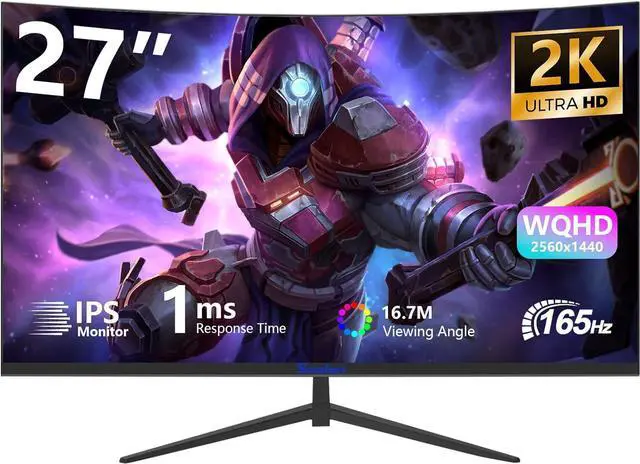 Main image of Sealan 27inch 2k Curved Gaming Monitor QHD 165HZ 1800R 99% sRGB Professional Color Gamut Computer Monitor1msGTG with FreeSync 3 Sides Frameless Low Blue Light Support Wall Mount Install(100*100mm)