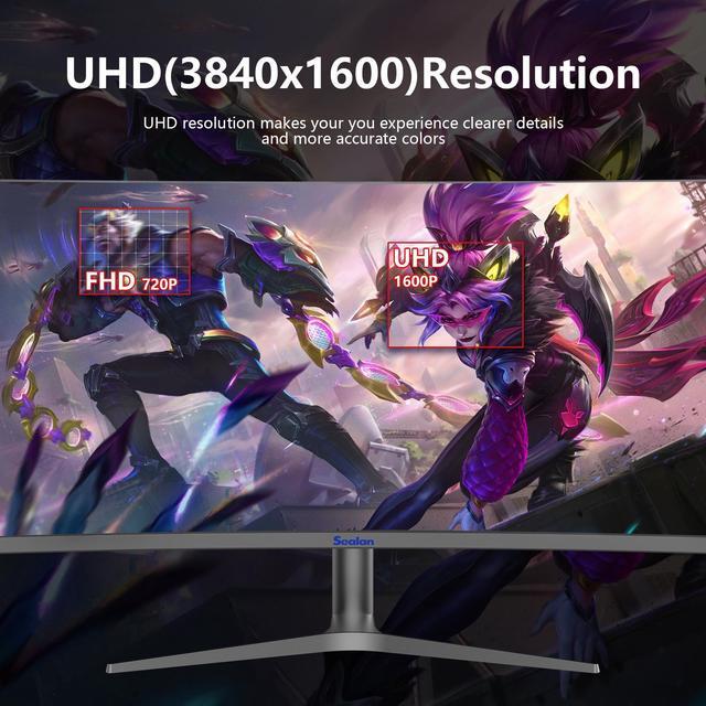 Alt view image 3 of 7 - Sealan  38 inch 4K Ultrawide Curved Gaming Monitor, 144Hz Refresh Rate, 3840 x 1600 WQHD , IPS, NVIDIA G-SYNC Ultimate, 1ms Response Time, 2500R Curvature, VESA Display HDR 600
