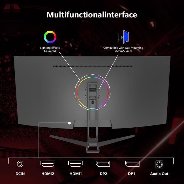 Alt view image 7 of 7 - Sealan 34-inch Curved Ultrawide Gaming Monitor 4K 3440 x 1440 165Hz WQHD 21:9 with Thunderbolt 2 HDMI2.0 DP1.4 ,1500R, 99%sRGB, Support AMD Freesync, HDMI 2.1 & Displayport 1.4 -Black