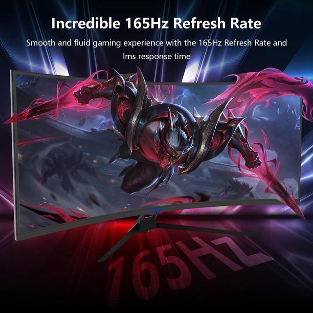 Alt view image 2 of 7 - Sealan 34-inch Curved Ultrawide Gaming Monitor 4K 3440 x 1440 165Hz WQHD 21:9 with Thunderbolt 2 HDMI2.0 DP1.4 ,1500R, 99%sRGB, Support AMD Freesync, HDMI 2.1 & Displayport 1.4 -Black