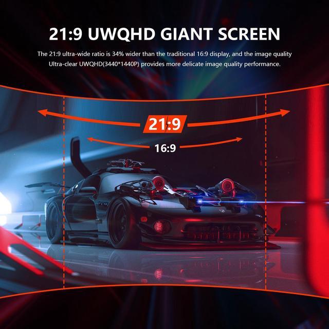 Alt view image 4 of 7 - Sealan 34-inch Curved Ultrawide Gaming Monitor 4K 3440 x 1440 165Hz WQHD 21:9 with Thunderbolt 2 HDMI2.0 DP1.4 ,1500R, 99%sRGB, Support AMD Freesync, HDMI 2.1 & Displayport 1.4 -Black