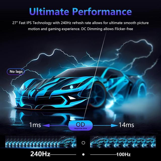 Alt view image 6 of 7 - Sealan 27 Inch Gaming Monitor,Full HD(1920x1080P) VA Panel  240Hz Refresh Rate Computer Monitor with Blue Light Filter,for Gaming & Office(DP,HDMI) - Wall Mountable