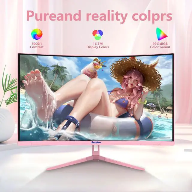 Alt view image 2 of 7 - Sealan 27 inch Curved Gaming Monitor 2K 165Hz Full QHD 1440P 1800R LED Computer Monitor Display with FreeSync & Eye-Care Technology, Support VESA, DP, HDMI Port IPS Screen for Gaming Home Office