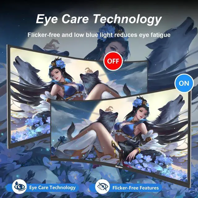 Alt view image 5 of 7 - Sealan 34 inch Curved Ultrawide Computer Gaming Monitor 165Hz,UWQHD 3440x1440,1500R -PIP,1ms (MPRT),HDR, 300nits, sRGB99%,FreeSync,HDMI2.0(TMDS) x2,DP1.4 x2,Eye Care,VESA,Support Lifting Base