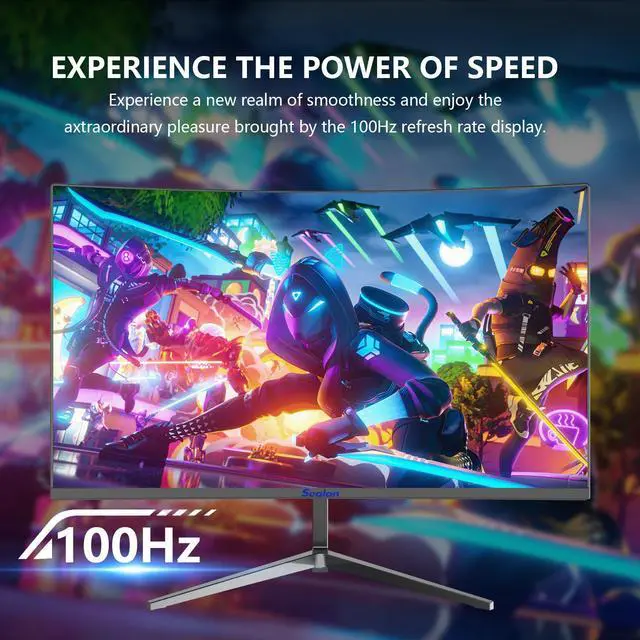 Alt view image 4 of 7 - Sealan 24 inch Curved Gaming Computer Monitor FHD 1920x1080p 100Hz Refresh Rate 16:9 Aspect Ratio Free Sync Ergonomic Tilt Home Office Visual Experience for Work Play Support Wallmount (75x75mm)