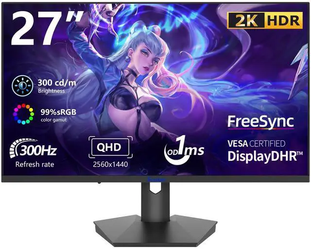 Main image of Sealan 27 inch Gaming Monitor 2KQHD 2560x1440, 300Hz,1ms, Height Adjustable,FreeSync, sRGB 99% Color Gamut, HDR10 with a 3-Side Virtually Borderless Design,2X HDMI 2.0,2X Display Port