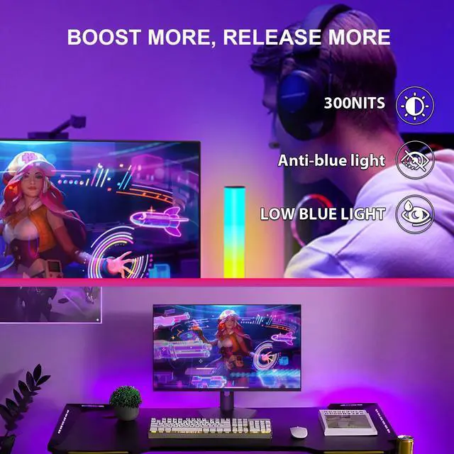 Alt view image 5 of 7 - Sealan 27 inch Gaming Monitor 2KQHD 2560x1440, 300Hz,1ms, Height Adjustable,FreeSync, sRGB 99% Color Gamut, HDR10 with a 3-Side Virtually Borderless Design,2X HDMI 2.0,2X Display Port