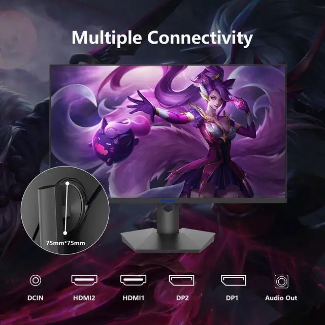 Alt view image 7 of 7 - Sealan 27 inch Gaming Monitor 2KQHD 2560x1440, 300Hz,1ms, Height Adjustable,FreeSync, sRGB 99% Color Gamut, HDR10 with a 3-Side Virtually Borderless Design,2X HDMI 2.0,2X Display Port