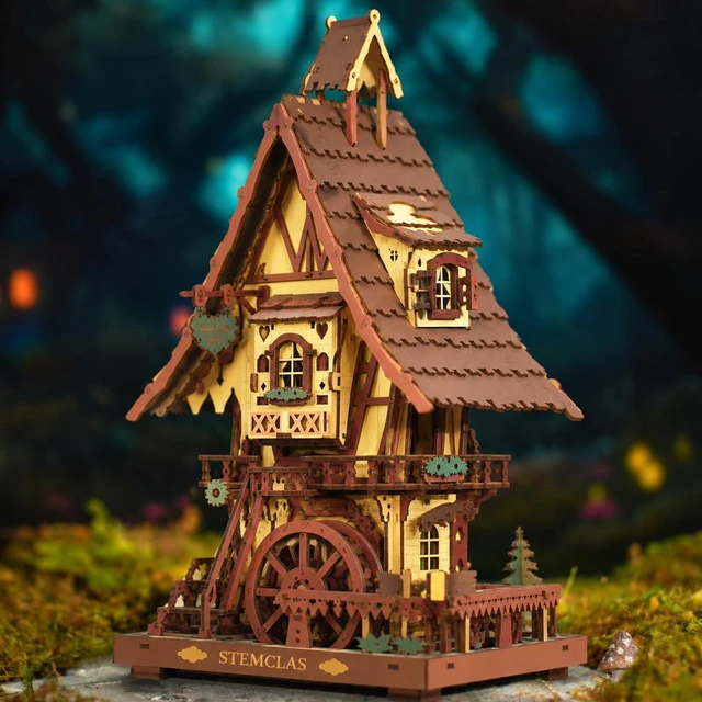 Alt view image 3 of 7 - STEMCLAS 3D Wooden Puzzle Mechanical Model Kit, Cuckoo Clock Model Kit, DIY Construction Puzzle for Men and Women 14+