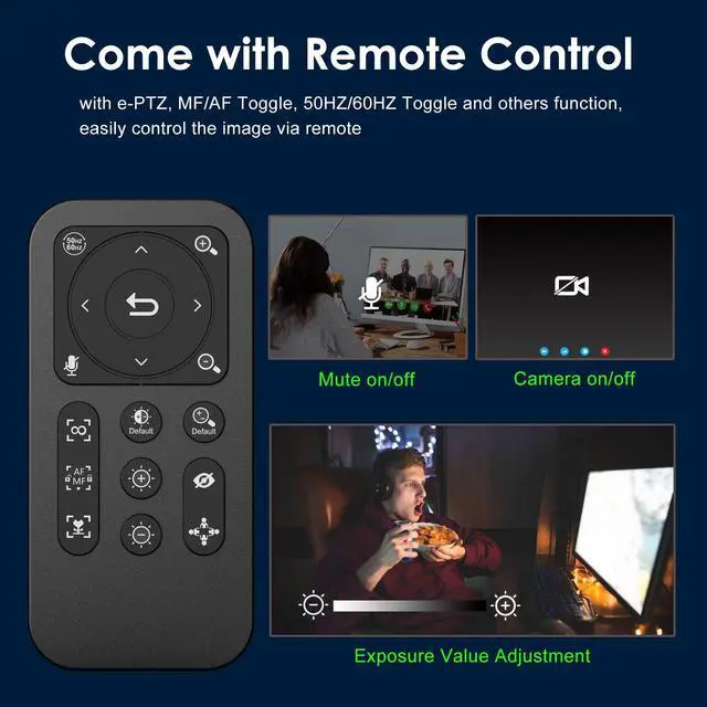Alt view image 7 of 7 - Angetube Webcam, 2K Streaming Webcam with Ring Light, HDR Laptop Camera with Remote, Dual Stereo Microphone and Privacy Cover, Auto Focus 5X Zoom in, Computer Camera for Zoom/Skype/Teams/Webex