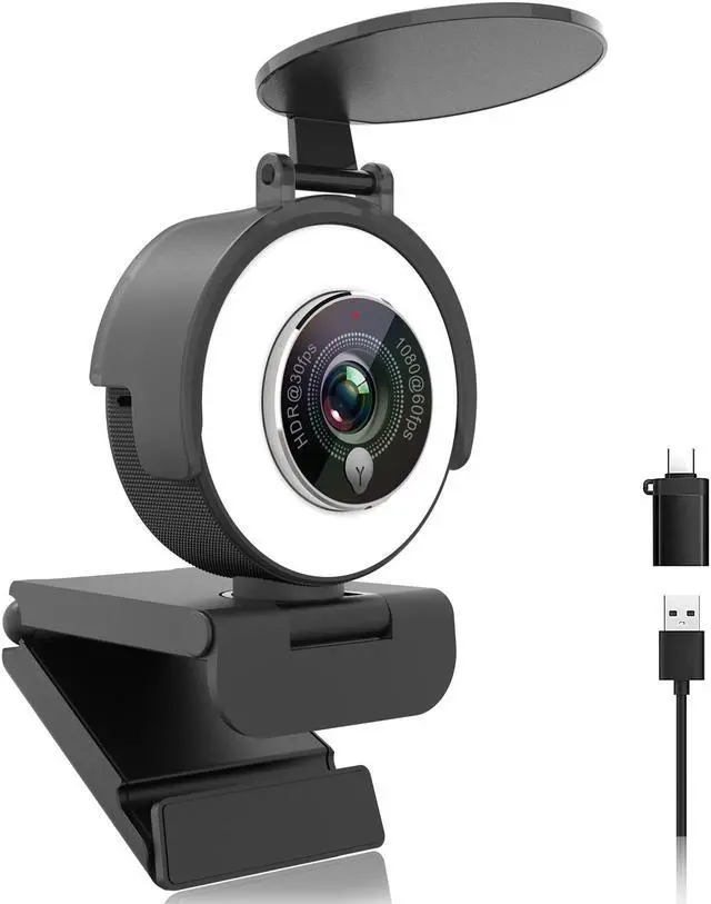 Main image of Angetube 1080p Webcam with Ring Light for Streaming: USB 60FPS Web Camera with Microphone-HDR-Enabled-HD Auto Light Correction Web Cam with Adjustable FOV, for Teams, Zoom, PC/Laptop/Mac/Desktop