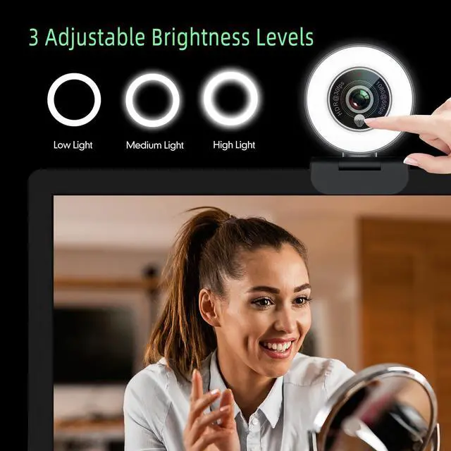 Alt view image 2 of 7 - Angetube 1080p Webcam with Ring Light for Streaming: USB 60FPS Web Camera with Microphone-HDR-Enabled-HD Auto Light Correction Web Cam with Adjustable FOV, for Teams, Zoom, PC/Laptop/Mac/Desktop