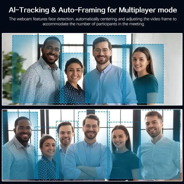 Alt view image 6 of 7 - Angetube AI Webcam for pc 2K@60FPS HD Web Camera with Remote Control, 8X Digital Zoom Webcam, Privacy Cover, TOF Auto Focus, Auto Light Correction, HDR, USB 3.0 Web Cam Work with Zoom, Teams, Mac