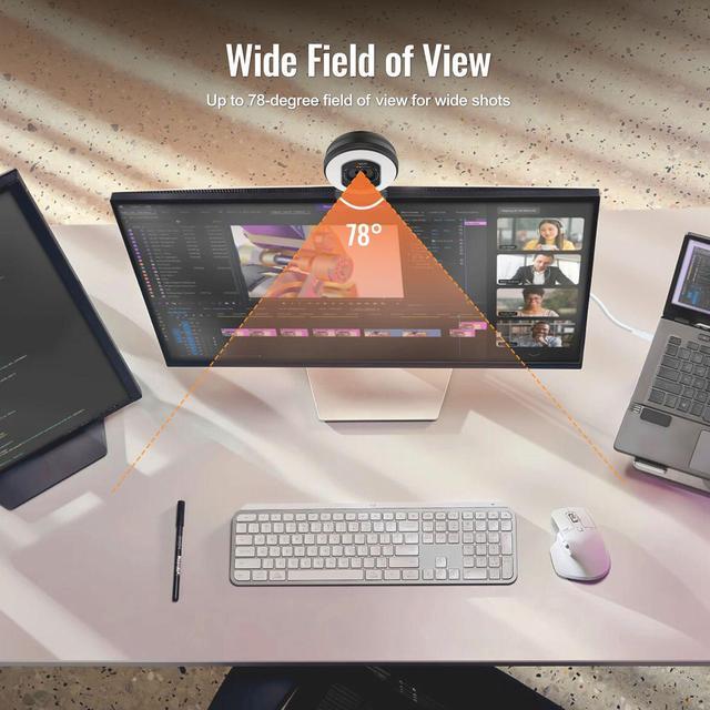Alt view image 6 of 7 - Angetube 4K Webcam with Light for PC: UHD 4K, TOF Auto Focus, Dual AI Noise-Cancelling Mics, 1080p@60FPS, USB Streaming Webcam w/Privacy Cover for Laptop/Mac/Desktop/PC Work w/Zoom/Teams/Google Meet