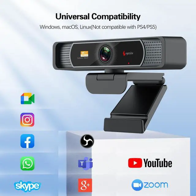 Alt view image 5 of 7 - Angetube Wide Angle 4K Webcam for PC - 120° FOV, PDAF Autofocus, 2 Noise-Cancelling Mics, 1080P@60FPS, Auto Light Correction, USB-A/C, Privacy Cover, Video Conference Camera for Mac Laptop and Desktop