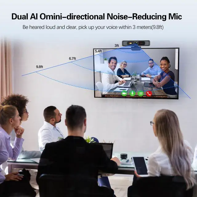 Alt view image 4 of 7 - Angetube Wide Angle 4K Webcam for PC - 120° FOV, PDAF Autofocus, 2 Noise-Cancelling Mics, 1080P@60FPS, Auto Light Correction, USB-A/C, Privacy Cover, Video Conference Camera for Mac Laptop and Desktop