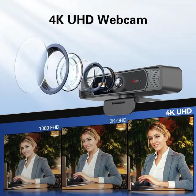 Alt view image 2 of 7 - Angetube Wide Angle 4K Webcam for PC - 120° FOV, PDAF Autofocus, 2 Noise-Cancelling Mics, 1080P@60FPS, Auto Light Correction, USB-A/C, Privacy Cover, Video Conference Camera for Mac Laptop and Desktop