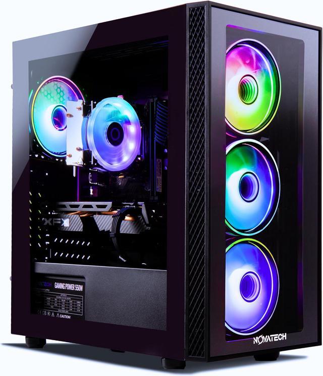 Novatech Phantom - Gaming PC Computer Desktop - RX 580 8GB - Intel i7 Xeon  E3 3.5-3.9GHz - 16GB RAM - 512GB SSD WiFi BT-5.0, Win 10 Pro, RGB Fans - 