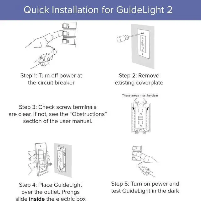 Alt view image 3 of 7 - SnapPower GuideLight 2 Outlet Cover - Replaces Plug-In Night Light - Electrical Receptacle Wall Plate With LED Night Lights - Auto On/Off Sensor - (Duplex, White)